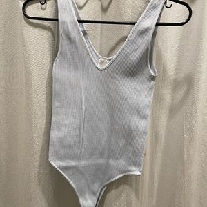 Light Blue Ribbed Bodysuit